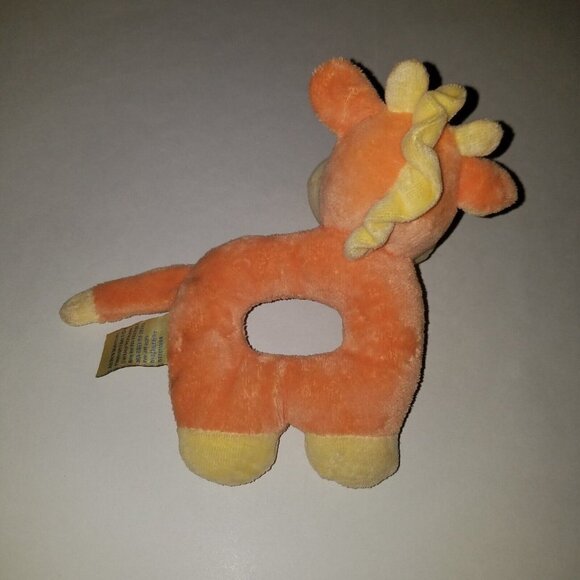 Hugfun Orange Yellow Giraffe Plush Rattle Baby Toy Stuffed Animal Lovey Grabber - Picture 4 of 7